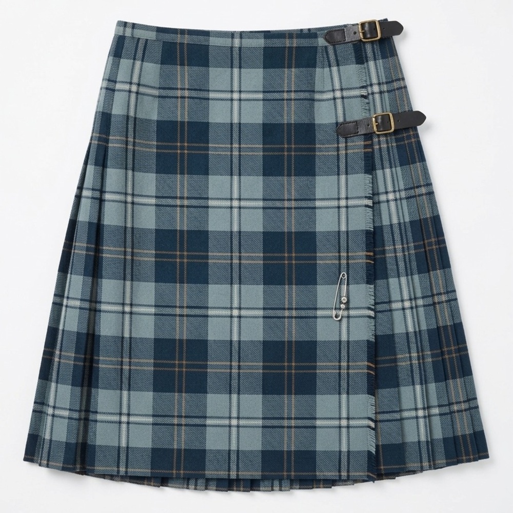 Two-Tone Green Plaid Wool Kilt